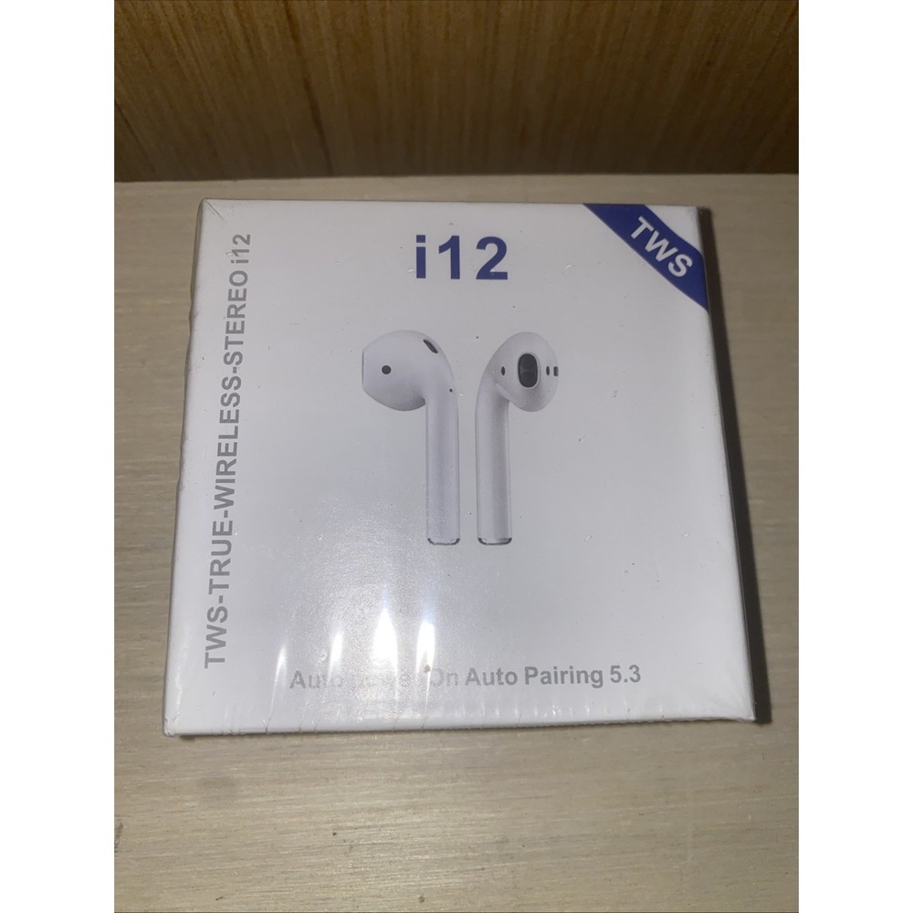 TWS White True Lightning Wireless Stereo Earbuds i12 Auto Power On & Pairing 5.0